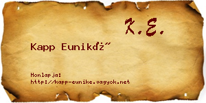 Kapp Euniké névjegykártya